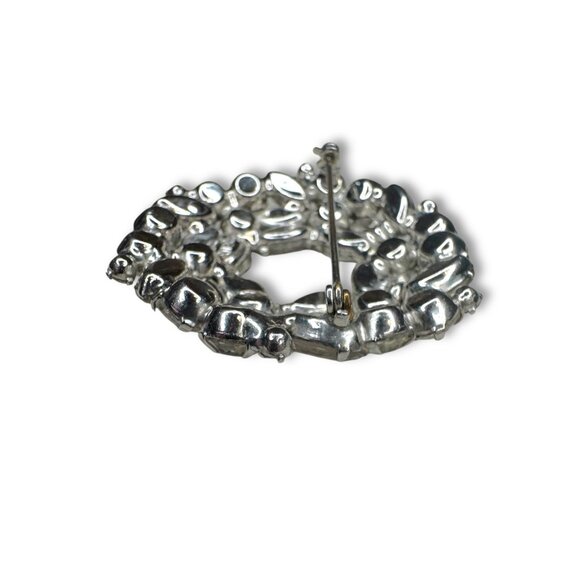 Weiss Silver Tone Clear Crystal Wreath Brooch Vintage - Picture 5 of 9